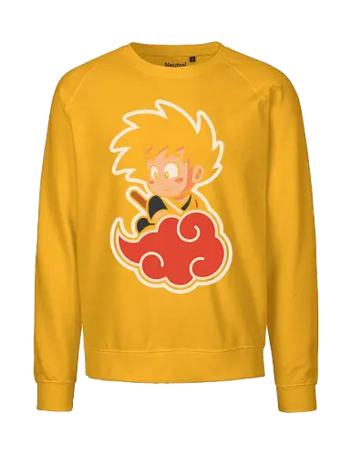 Cute Kid Goku - Kid Goku, Goku, Dragon, Flying Nimbus, anime, manga, cute, kawaii, classic anime, retro, fan art, t-shirt design, art print, pop culture, geek art, nostalgic, Chibi, Japanese anime - Fairtrade Sweatshirt