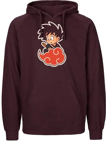 Cute Kid Goku - Kid Goku, Goku, Dragon, Flying Nimbus, anime, manga, cute, kawaii, classic anime, retro, fan art, t-shirt design, art print, pop culture, geek art, nostalgic, Chibi, Japanese anime - Fairtrade Hoodie
