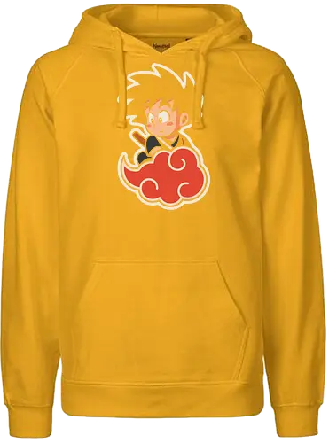 Cute Kid Goku - Kid Goku, Goku, Dragon, Flying Nimbus, anime, manga, cute, kawaii, classic anime, retro, fan art, t-shirt design, art print, pop culture, geek art, nostalgic, Chibi, Japanese anime - Fairtrade Hoodie