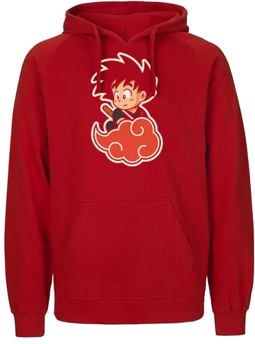 Cute Kid Goku - Kid Goku, Goku, Dragon, Flying Nimbus, anime, manga, cute, kawaii, classic anime, retro, fan art, t-shirt design, art print, pop culture, geek art, nostalgic, Chibi, Japanese anime - Fairtrade Hoodie