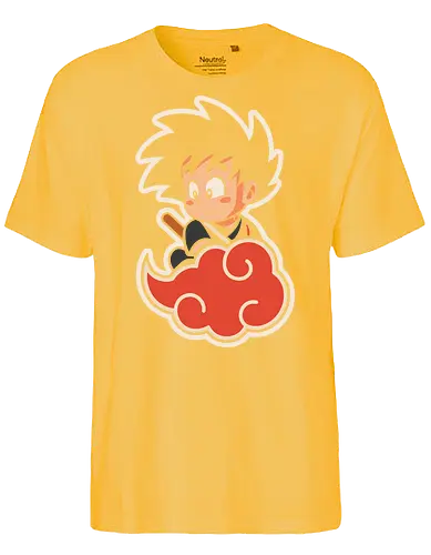 Cute Kid Goku - Kid Goku, Goku, Dragon, Flying Nimbus, anime, manga, cute, kawaii, classic anime, retro, fan art, t-shirt design, art print, pop culture, geek art, nostalgic, Chibi, Japanese anime - Fairtrade T-Shirt