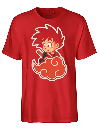 Cute Kid Goku - Kid Goku, Goku, Dragon, Flying Nimbus, anime, manga, cute, kawaii, classic anime, retro, fan art, t-shirt design, art print, pop culture, geek art, nostalgic, Chibi, Japanese anime - Fairtrade T-Shirt