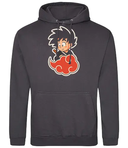 Cute Kid Goku - Kid Goku, Goku, Dragon, Flying Nimbus, anime, manga, cute, kawaii, classic anime, retro, fan art, t-shirt design, art print, pop culture, geek art, nostalgic, Chibi, Japanese anime - Standard Hoodie