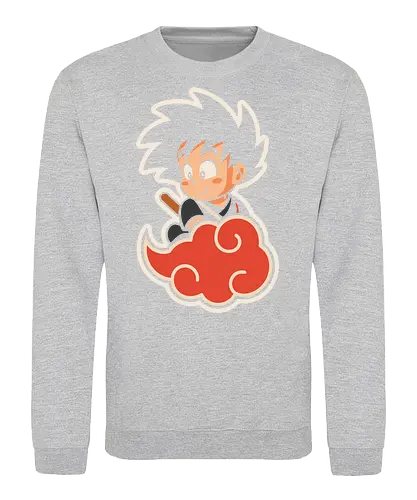 Cute Kid Goku - Kid Goku, Goku, Dragon, Flying Nimbus, anime, manga, cute, kawaii, classic anime, retro, fan art, t-shirt design, art print, pop culture, geek art, nostalgic, Chibi, Japanese anime - Sweatshirt
