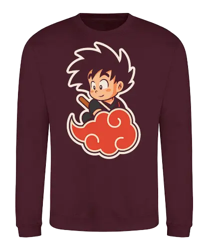 Cute Kid Goku - Kid Goku, Goku, Dragon, Flying Nimbus, anime, manga, cute, kawaii, classic anime, retro, fan art, t-shirt design, art print, pop culture, geek art, nostalgic, Chibi, Japanese anime - Sweatshirt