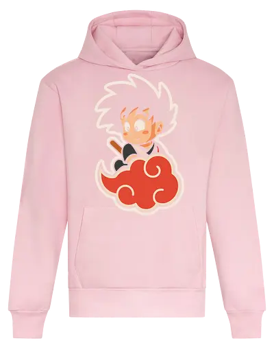 Cute Kid Goku - Kid Goku, Goku, Dragon, Flying Nimbus, anime, manga, cute, kawaii, classic anime, retro, fan art, t-shirt design, art print, pop culture, geek art, nostalgic, Chibi, Japanese anime - Heavyweight Hoodie