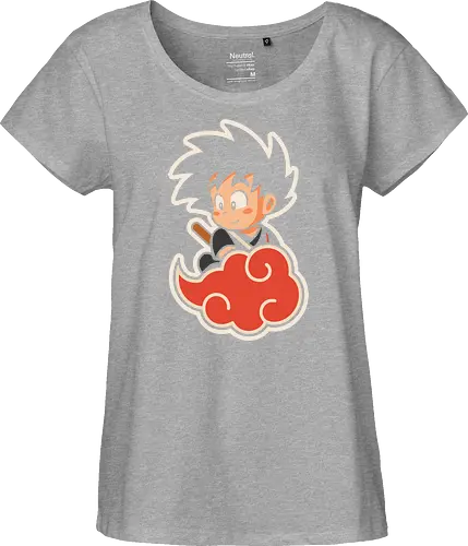 Cute Kid Goku - Kid Goku, Goku, Dragon, Flying Nimbus, anime, manga, cute, kawaii, classic anime, retro, fan art, t-shirt design, art print, pop culture, geek art, nostalgic, Chibi, Japanese anime - Fairtrade Girl Shirt