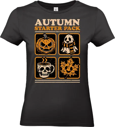 Autumn Starter Pack - Halloween, Eerie, Fright, Creepy, Halloween Design, Halloween Art, Halloween Aesthetic, Halloween Vibes, Cute, Funny, Autumn, Autumn Leaves, Autumn Vibes, Spooky, Spooky Season, Spooky Cute. Skull, Skeleton, Mug, Coffee, Tea, fall, pumpkin, Pumpkin Carving, Ghost - Standard T-Shirt (Frauen)
