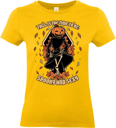 Spooky Fall Pumpkin - Halloween, Eerie, Fright, Creepy, Halloween Design, Halloween Art, Halloween Aesthetic, Halloween Vibes, Cute, Funny, Autumn, Autumn Leaves, Autumn Vibes, Spooky, Spooky Season, Spooky Cute. Skull, Skeleton, Death, Grim Reaper, Soul Reaper, Reaper, Pumpkin, Pumpkin Carving, Dance, Dancing, Fall, Sexy, Sexuality - Standard T-Shirt (Frauen)