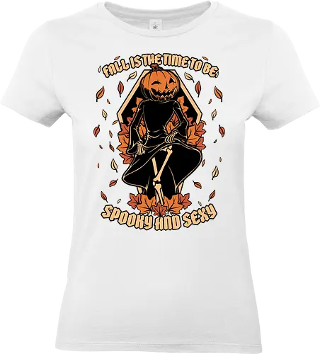 Spooky Fall Pumpkin - Halloween, Eerie, Fright, Creepy, Halloween Design, Halloween Art, Halloween Aesthetic, Halloween Vibes, Cute, Funny, Autumn, Autumn Leaves, Autumn Vibes, Spooky, Spooky Season, Spooky Cute. Skull, Skeleton, Death, Grim Reaper, Soul Reaper, Reaper, Pumpkin, Pumpkin Carving, Dance, Dancing, Fall, Sexy, Sexuality - Standard T-Shirt (Frauen)