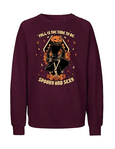 Spooky Fall Pumpkin - Halloween, Eerie, Fright, Creepy, Halloween Design, Halloween Art, Halloween Aesthetic, Halloween Vibes, Cute, Funny, Autumn, Autumn Leaves, Autumn Vibes, Spooky, Spooky Season, Spooky Cute. Skull, Skeleton, Death, Grim Reaper, Soul Reaper, Reaper, Pumpkin, Pumpkin Carving, Dance, Dancing, Fall, Sexy, Sexuality - Fairtrade Sweatshirt