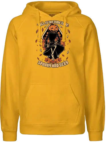 Spooky Fall Pumpkin - Halloween, Eerie, Fright, Creepy, Halloween Design, Halloween Art, Halloween Aesthetic, Halloween Vibes, Cute, Funny, Autumn, Autumn Leaves, Autumn Vibes, Spooky, Spooky Season, Spooky Cute. Skull, Skeleton, Death, Grim Reaper, Soul Reaper, Reaper, Pumpkin, Pumpkin Carving, Dance, Dancing, Fall, Sexy, Sexuality - Fairtrade Hoodie