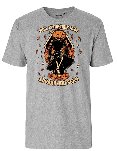 Spooky Fall Pumpkin - Halloween, Eerie, Fright, Creepy, Halloween Design, Halloween Art, Halloween Aesthetic, Halloween Vibes, Cute, Funny, Autumn, Autumn Leaves, Autumn Vibes, Spooky, Spooky Season, Spooky Cute. Skull, Skeleton, Death, Grim Reaper, Soul Reaper, Reaper, Pumpkin, Pumpkin Carving, Dance, Dancing, Fall, Sexy, Sexuality - Fairtrade T-Shirt