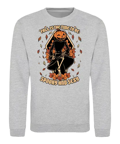 Spooky Fall Pumpkin - Halloween, Eerie, Fright, Creepy, Halloween Design, Halloween Art, Halloween Aesthetic, Halloween Vibes, Cute, Funny, Autumn, Autumn Leaves, Autumn Vibes, Spooky, Spooky Season, Spooky Cute. Skull, Skeleton, Death, Grim Reaper, Soul Reaper, Reaper, Pumpkin, Pumpkin Carving, Dance, Dancing, Fall, Sexy, Sexuality - Sweatshirt