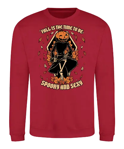 Spooky Fall Pumpkin - Halloween, Eerie, Fright, Creepy, Halloween Design, Halloween Art, Halloween Aesthetic, Halloween Vibes, Cute, Funny, Autumn, Autumn Leaves, Autumn Vibes, Spooky, Spooky Season, Spooky Cute. Skull, Skeleton, Death, Grim Reaper, Soul Reaper, Reaper, Pumpkin, Pumpkin Carving, Dance, Dancing, Fall, Sexy, Sexuality - Sweatshirt