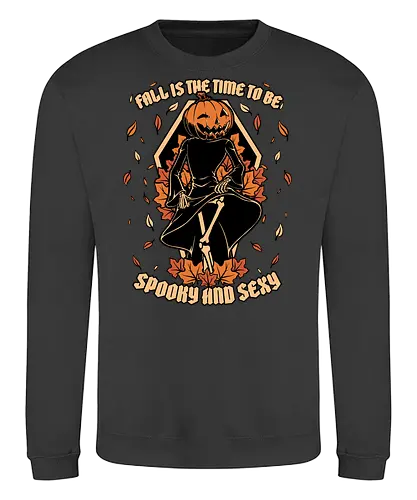 Spooky Fall Pumpkin - Halloween, Eerie, Fright, Creepy, Halloween Design, Halloween Art, Halloween Aesthetic, Halloween Vibes, Cute, Funny, Autumn, Autumn Leaves, Autumn Vibes, Spooky, Spooky Season, Spooky Cute. Skull, Skeleton, Death, Grim Reaper, Soul Reaper, Reaper, Pumpkin, Pumpkin Carving, Dance, Dancing, Fall, Sexy, Sexuality - Sweatshirt