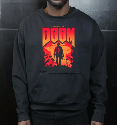 Temple of Doom - Temple of Doom, doom slayer, doom guy, video gaming, gamer, 1980s - Cropped Sweatshirt