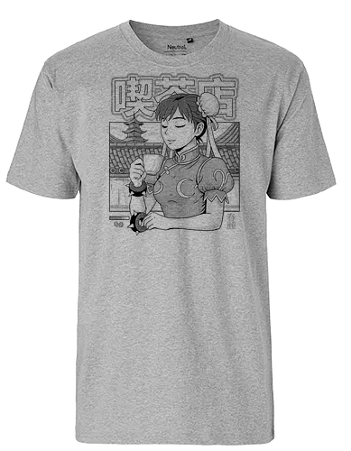 Coffee Fighter - coffee fighter, arcade nostalgia, gamer fashion, martial arts design, anime inspired art, retro game style, pop art illustration, unique graphic tee, fighter parody, gaming humor, kawaii tough girl, nerd culture fashion, geek style, bold character art, coffee lover design - Fairtrade T-Shirt