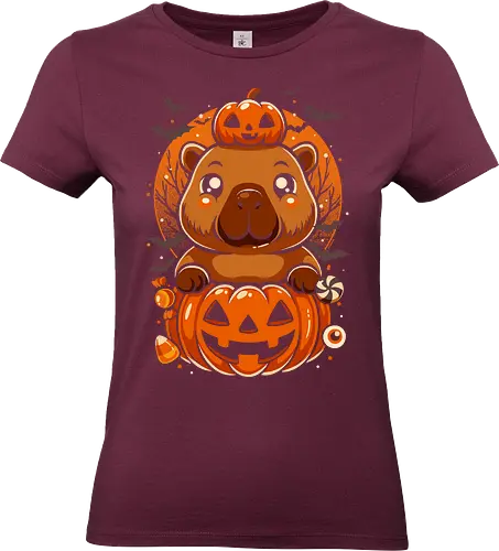 Cute Capybara Pumpkin - halloween, happy halloween, pumpkin, cute, capybara, candy, scary, spooky, animal, kawaii, night, horror, monster - Standard T-Shirt (Frauen)