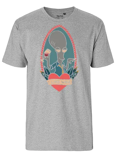 Wine O'Clock with Roger - Roger, American Dad, animated series, comedy, alien, wine, fan art, t-shirt design, art print, pop culture, geek art, sarcastic, retro, tattoo style, adult cartoon, humor, funny - Fairtrade T-Shirt
