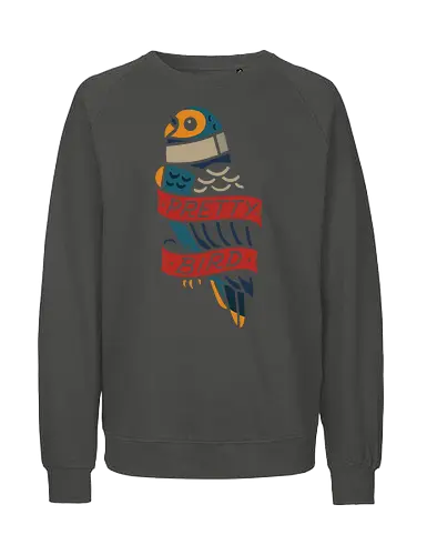 Pretty Bird - Pretty bird, parrot, bird, art print, t-shirt design, tattoo style, minimalist, folk art, animal art, bird lover, vibrant, unique, cool, nature, pet lover gift - Fairtrade Sweatshirt