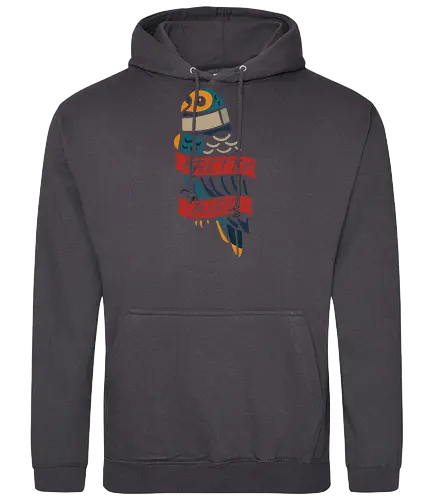 Pretty Bird - Pretty bird, parrot, bird, art print, t-shirt design, tattoo style, minimalist, folk art, animal art, bird lover, vibrant, unique, cool, nature, pet lover gift - Standard Hoodie