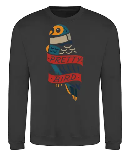 Pretty Bird - Pretty bird, parrot, bird, art print, t-shirt design, tattoo style, minimalist, folk art, animal art, bird lover, vibrant, unique, cool, nature, pet lover gift - Sweatshirt