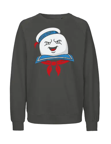 Marshmallow Man Grin - Stay Puft, Marshmallow Man, Ghost, 80s movie, classic movie, fan art, t-shirt design, art print, pop culture, geek art, horror-comedy, retro, spooky, nostalgic, marshmallow, cinema - Fairtrade Sweatshirt