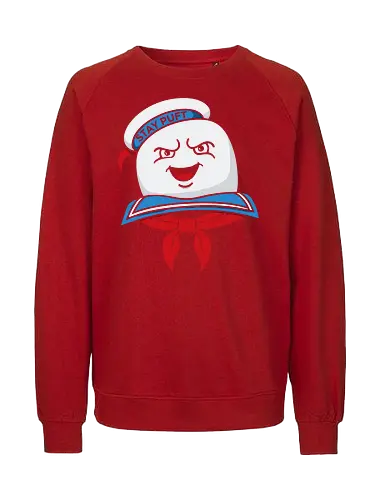 Marshmallow Man Grin - Stay Puft, Marshmallow Man, Ghost, 80s movie, classic movie, fan art, t-shirt design, art print, pop culture, geek art, horror-comedy, retro, spooky, nostalgic, marshmallow, cinema - Fairtrade Sweatshirt