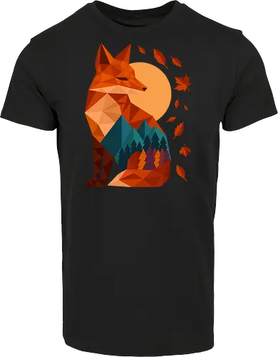 Geometric Fox Under Autumn Moon