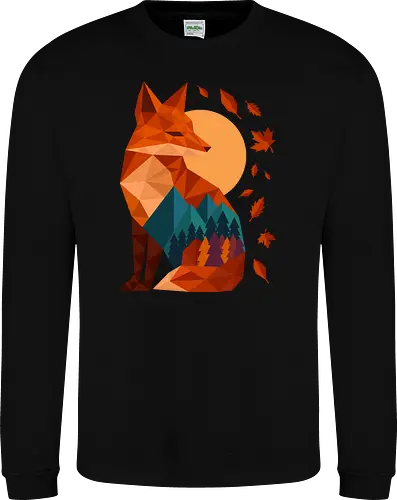 Geometric Fox Under Autumn Moon