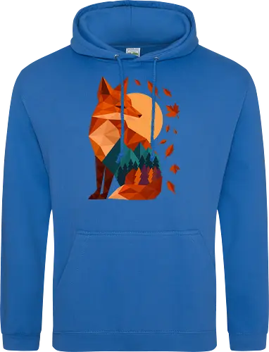 Geometric Fox Under Autumn Moon