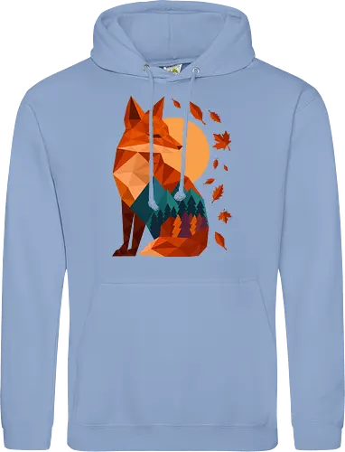 Geometric Fox Under Autumn Moon
