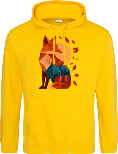 Geometric Fox Under Autumn Moon