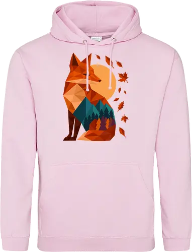 Geometric Fox Under Autumn Moon