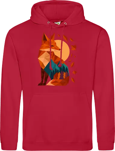 Geometric Fox Under Autumn Moon