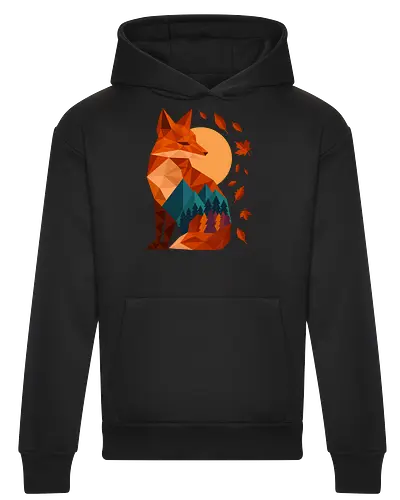 Geometric Fox Under Autumn Moon