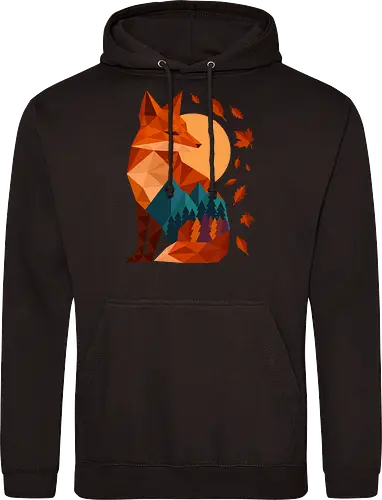 Geometric Fox Under Autumn Moon