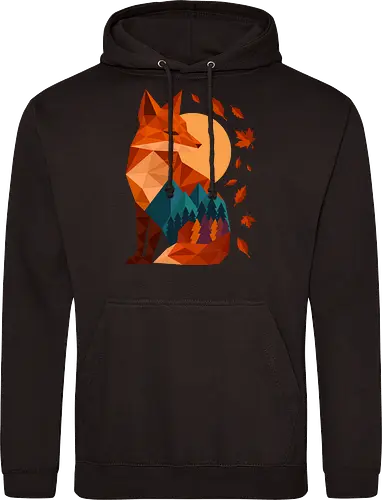 Geometric Fox Under Autumn Moon