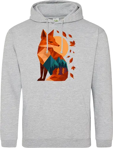 Geometric Fox Under Autumn Moon