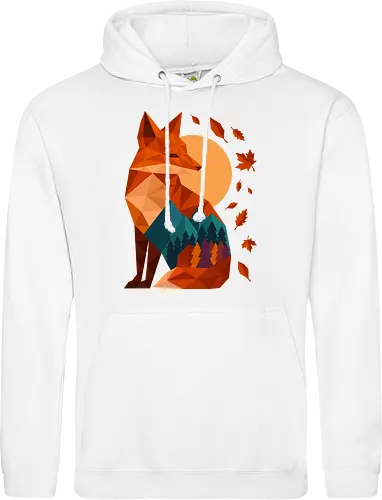 Geometric Fox Under Autumn Moon