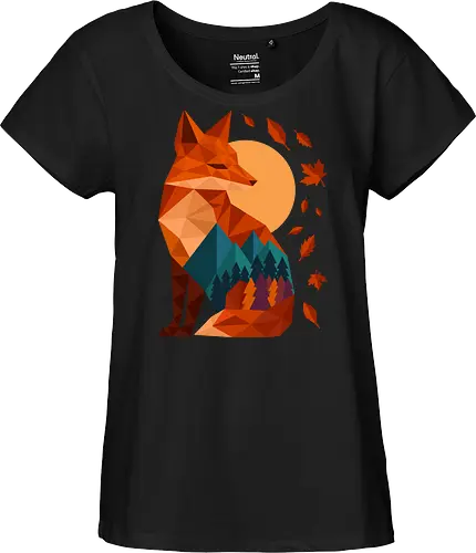 Geometric Fox Under Autumn Moon