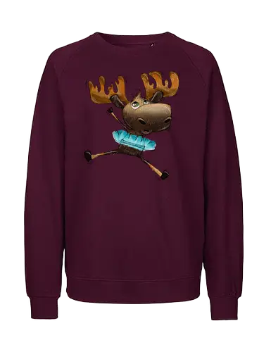 Happy Elch - Elch, moose, süß, cute, hüpfen, freuen, freude, glücklich, happy - Fairtrade Sweatshirt
