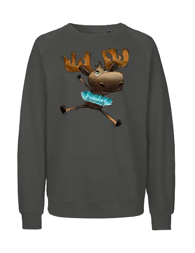 Happy Elch - Elch, moose, süß, cute, hüpfen, freuen, freude, glücklich, happy - Fairtrade Sweatshirt