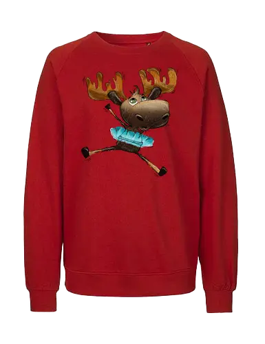 Happy Elch - Elch, moose, süß, cute, hüpfen, freuen, freude, glücklich, happy - Fairtrade Sweatshirt