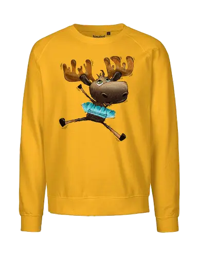 Happy Elch - Elch, moose, süß, cute, hüpfen, freuen, freude, glücklich, happy - Fairtrade Sweatshirt