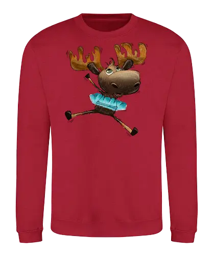 Happy Elch - Elch, moose, süß, cute, hüpfen, freuen, freude, glücklich, happy - Sweatshirt
