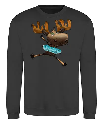 Happy Elch - Elch, moose, süß, cute, hüpfen, freuen, freude, glücklich, happy - Sweatshirt