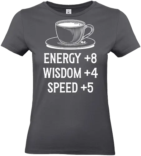 Coffe Stats - Kaffee, Koffein, Essen, trinken, Heißgetränk, Stats, Gaming, Gamer, Nerd, Geeek, TTRPG, Rollenspiel, Pen & Paper, D20, Level UP, Pen and Paper, Programmierer, IT - Standard T-Shirt (Frauen)