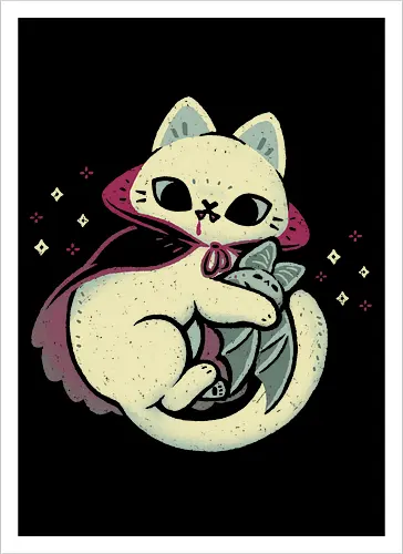 Cute Vampire Cat bites Bat